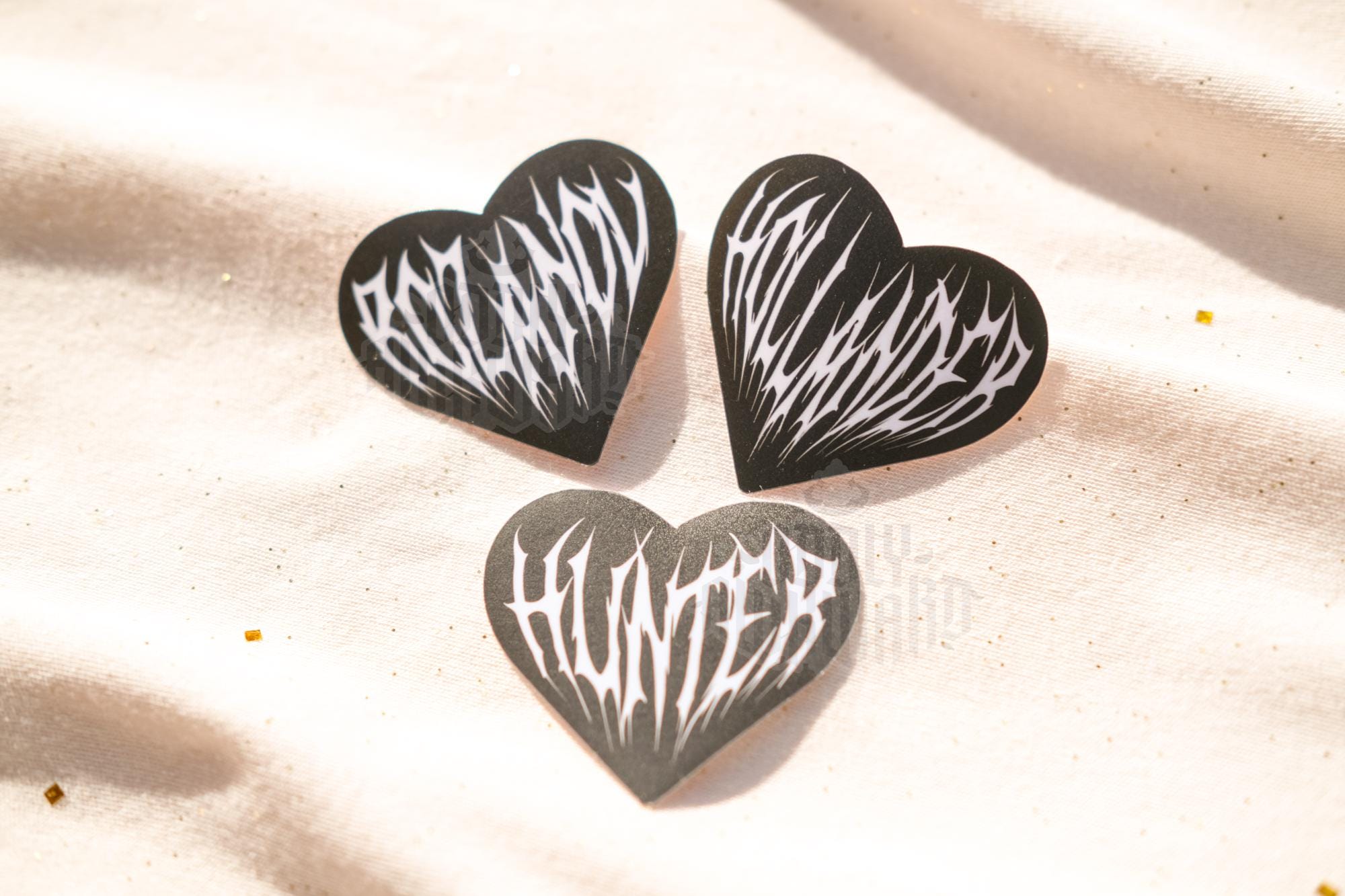 HR Heart Metal-Inspired Stickers