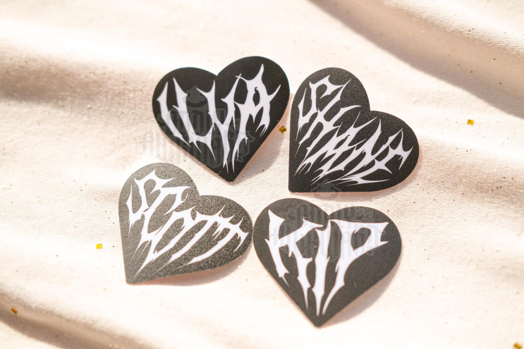 HR Heart Metal-Inspired Stickers