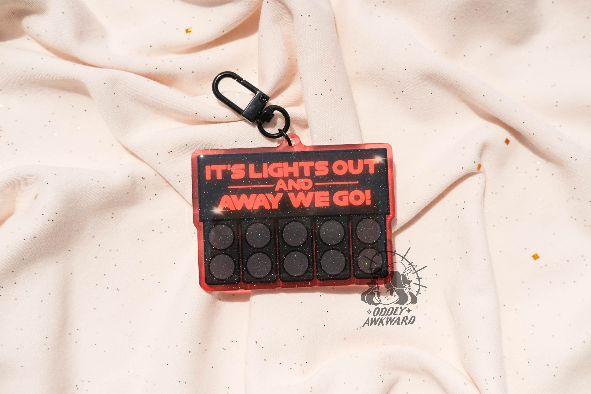 Lights Out and Away We Go Acrylic Charm