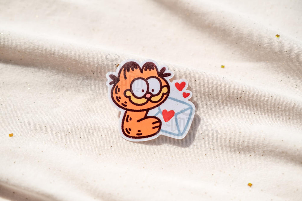 Orange Cat Love Letter Sticker
