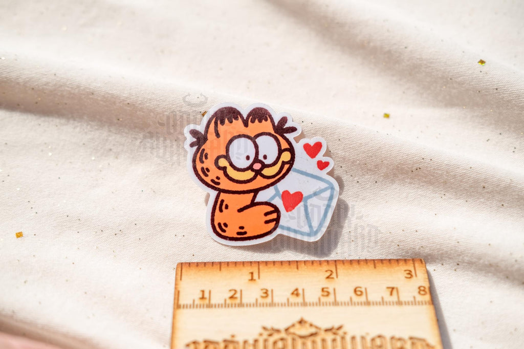 Orange Cat Love Letter Sticker