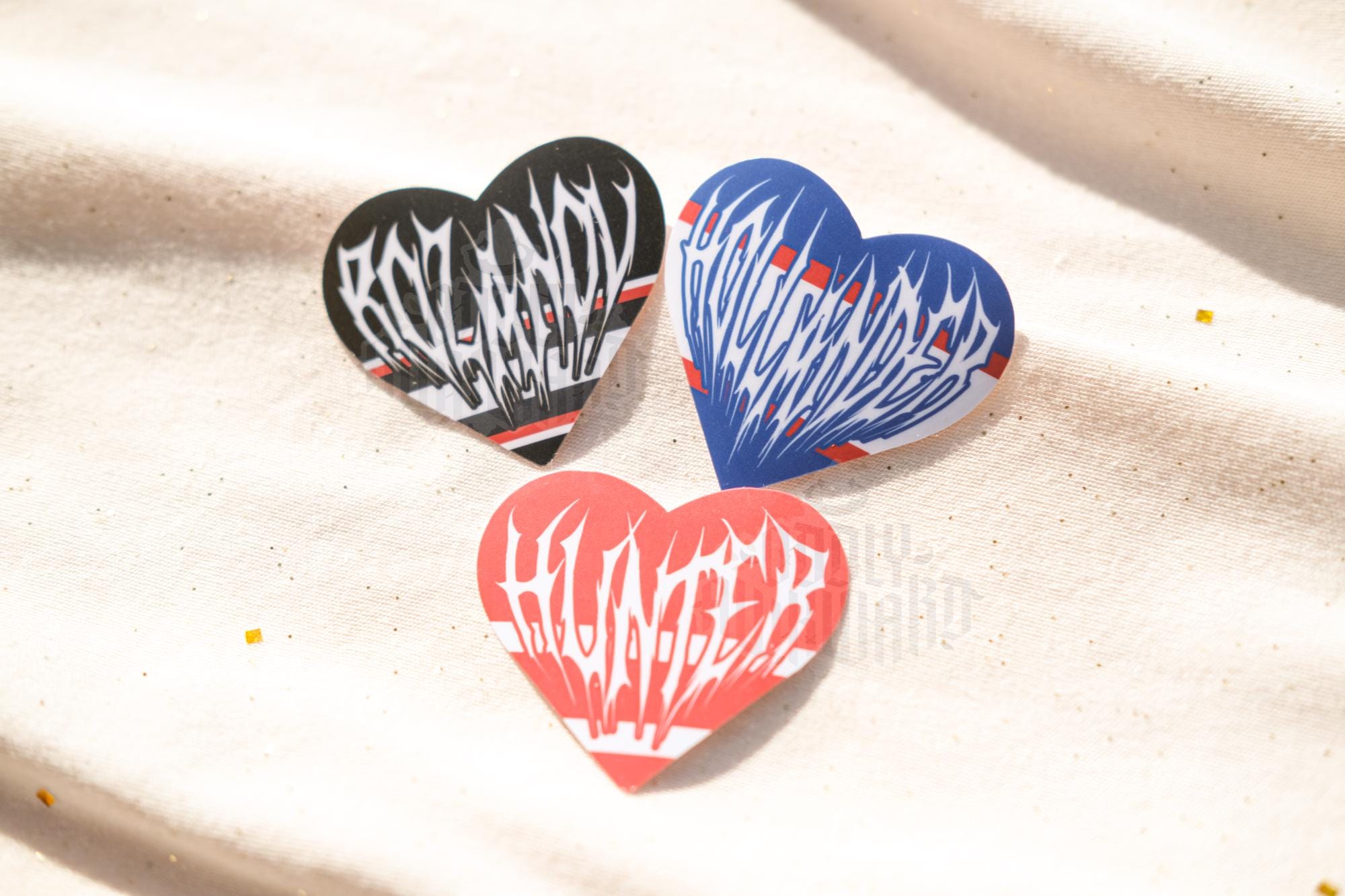 HR Heart Metal-Inspired Stickers
