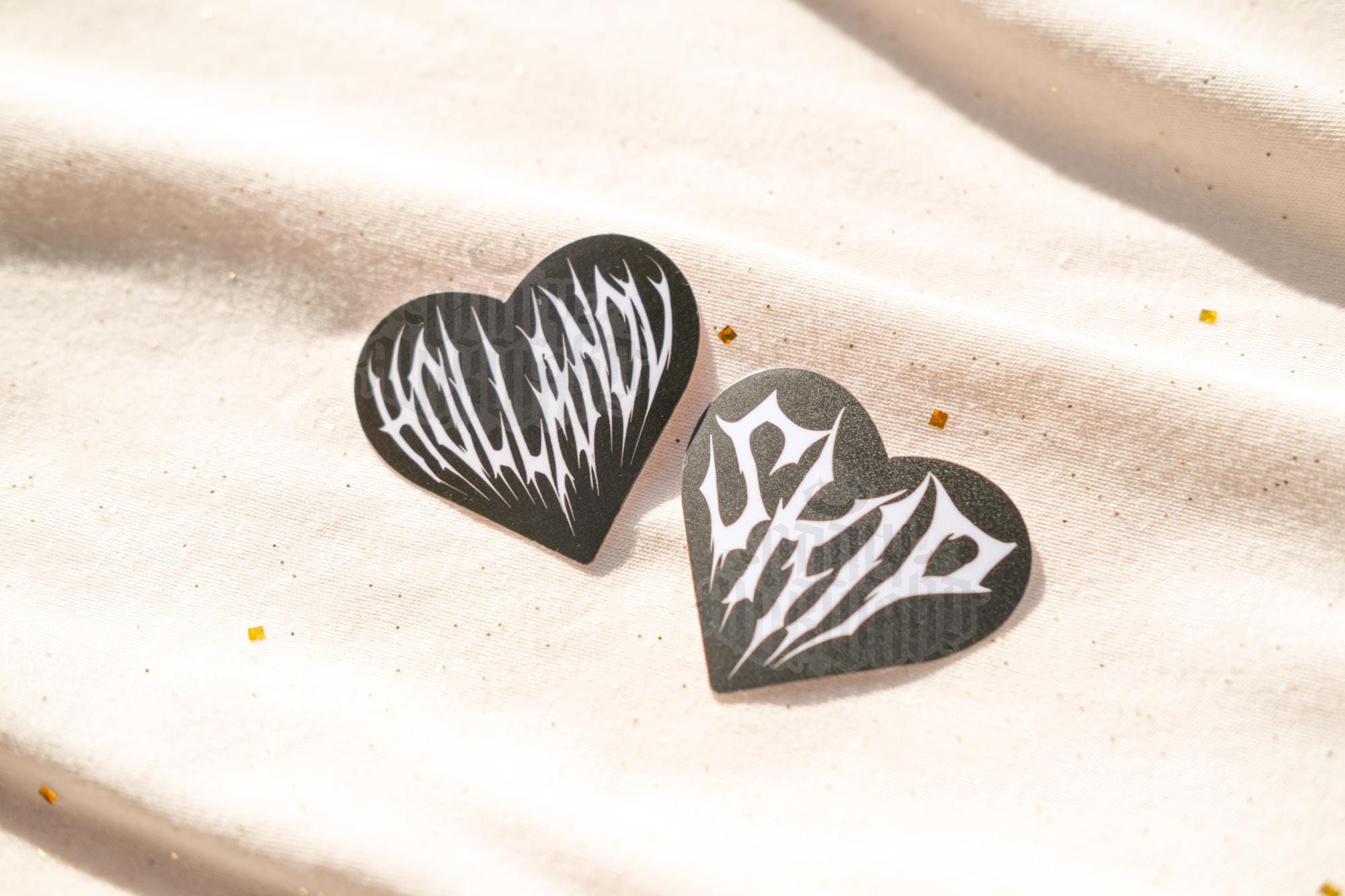 HR Heart Metal-Inspired Stickers
