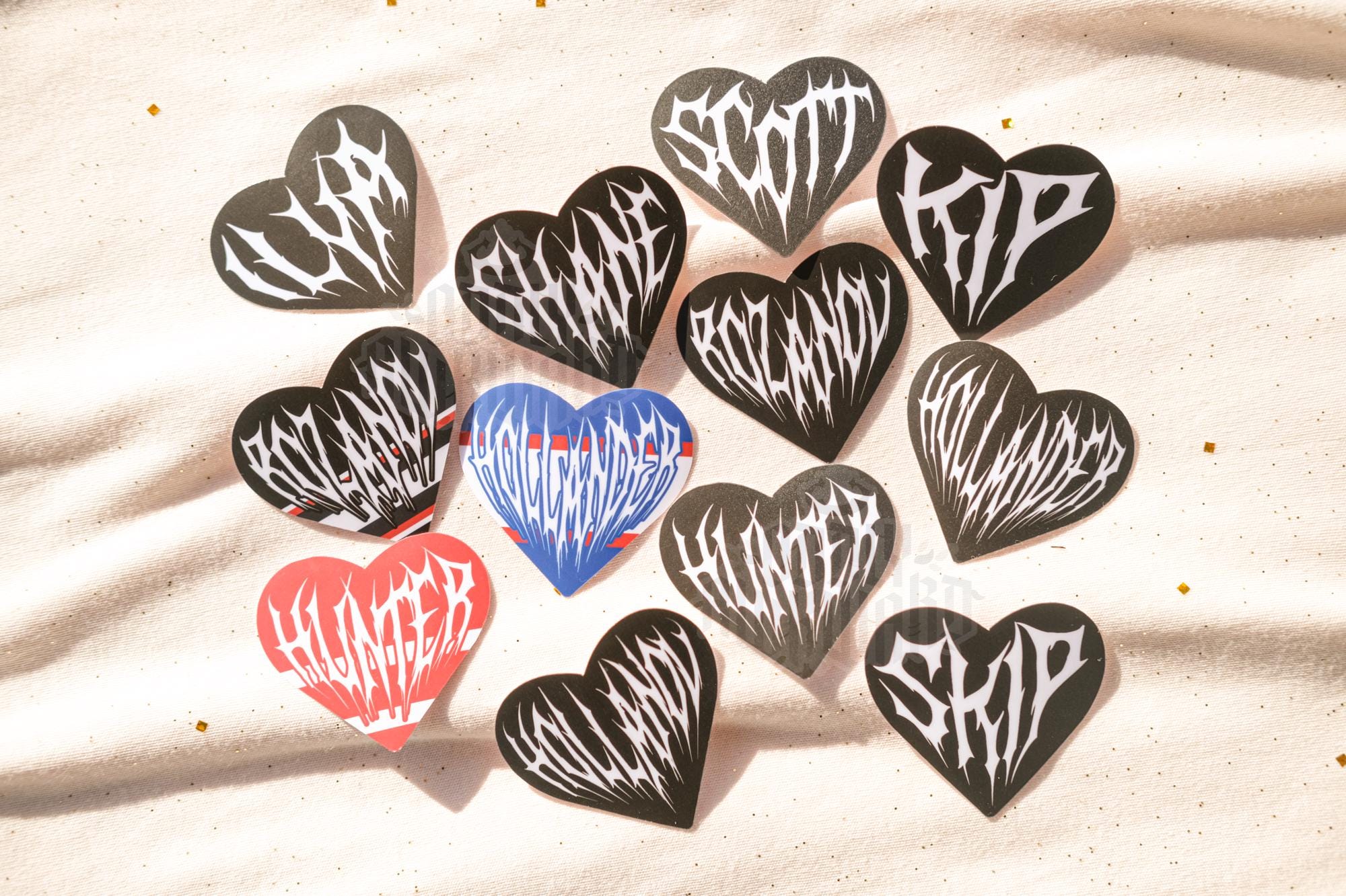 HR Heart Metal-Inspired Stickers